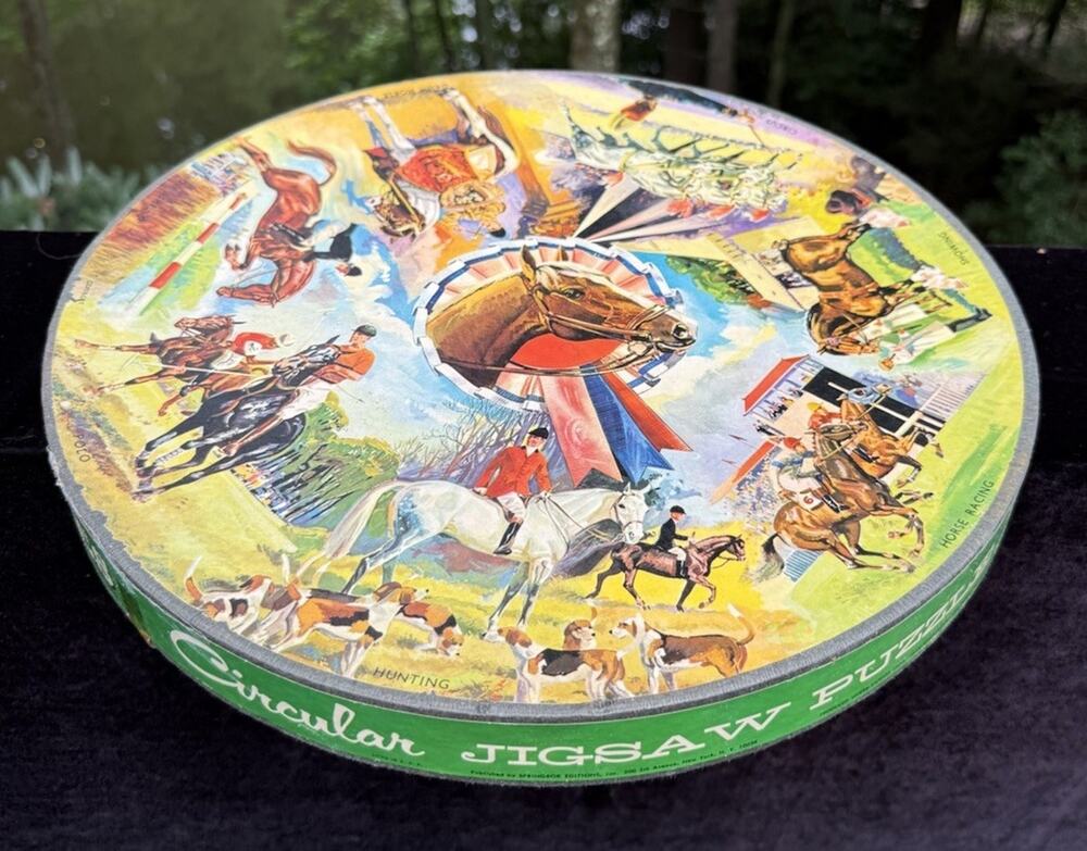Vintage 1960s Springbok Horse Jigsaw Puzzle Box Racing Polo Show Hunting Theme